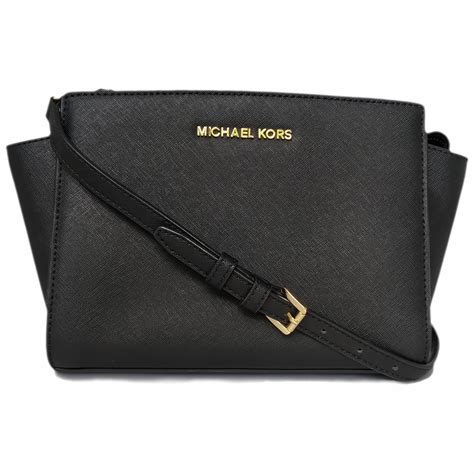 michael kors small selma saffiano leather messenger crossbody black